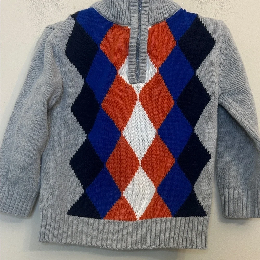 402. Tough skins Gray Argyle Sweater with Blue and Orange Accents sz 24m